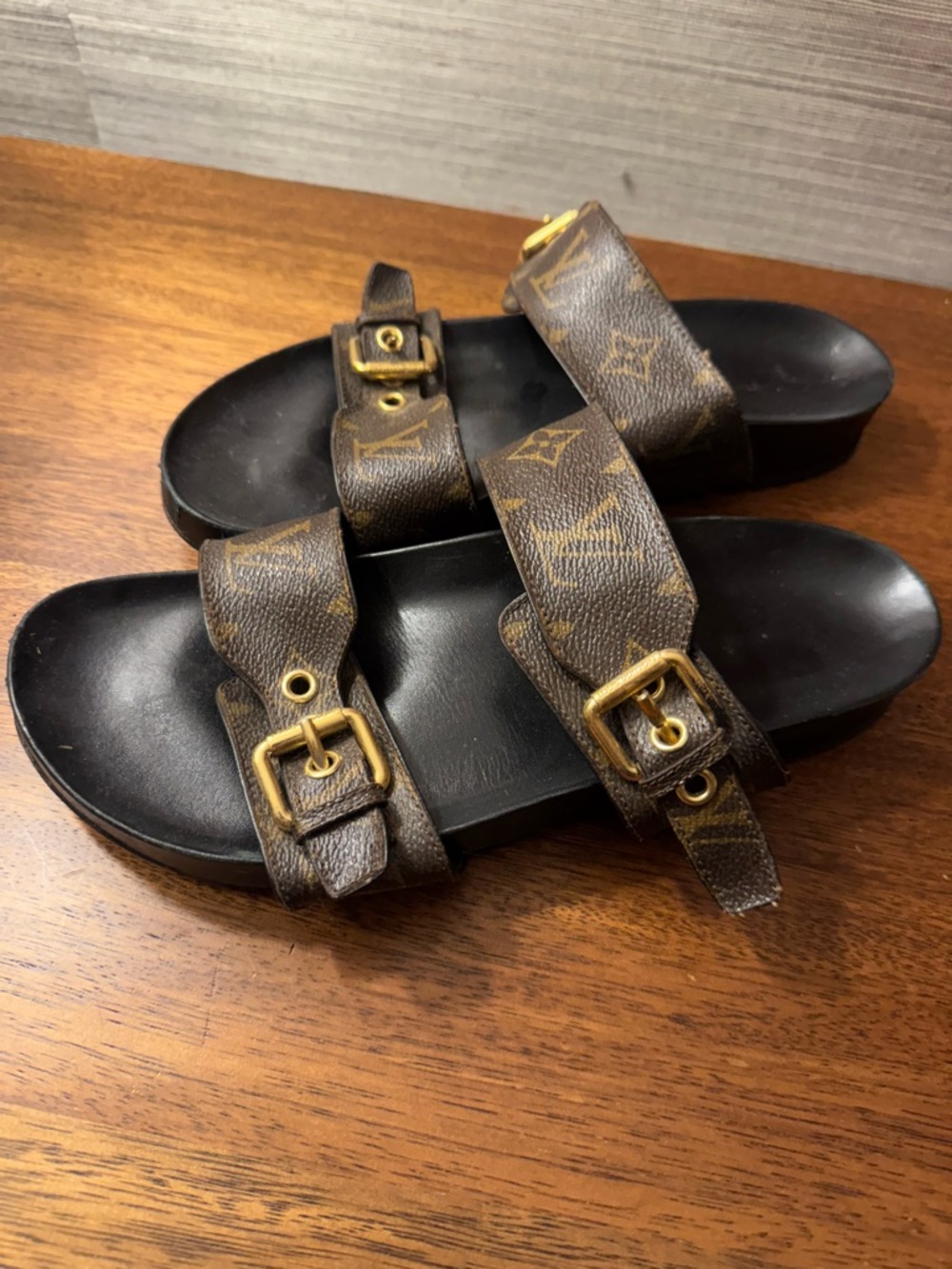 Louis Vuitton Brown Monogram Double-Strap Women’s Slide Sandals size 39 - Picture 3 of 5